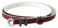 Women's Maroon Leather Logo Skinny Fashion And Black Accessory
