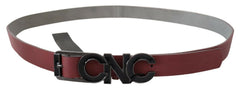 Women's Leather Logo Belt Red