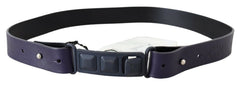 Women's Black Leather Normal Logo Buckle Waist Belt