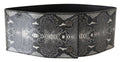 Women's Black Wide Leather Snakeskin Design Waist Belt