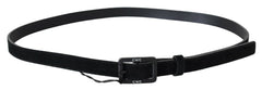 Women's Black Leather Velvet Square Buckle Waist Accessory