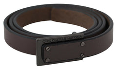 Women's Brown Leather Tactical Logo Screw Buckle Belt