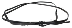 Women's Black Leather Skinny Logo Buckle Belt