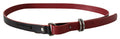 Women's Black Red Skinny Leather Logo Belt