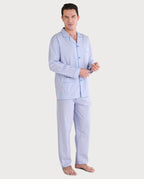 Pijama Hombre Largo Solapa Popelín Rayas - Azul 1547_30