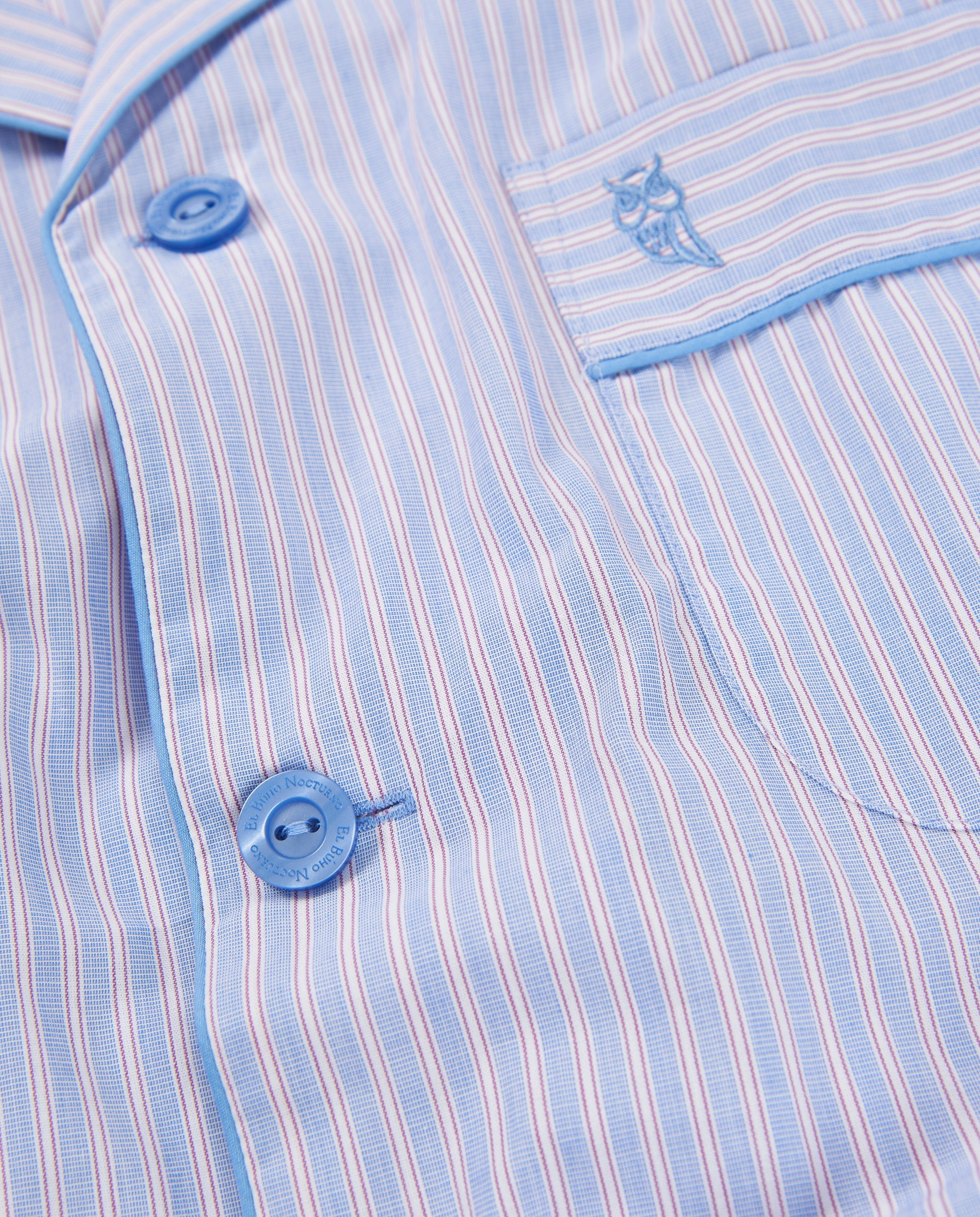 Pijama Hombre Largo Solapa Popelín Rayas - Azul 1547_30