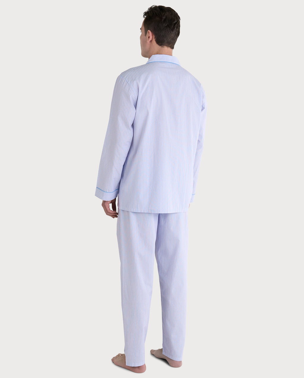Pijama Hombre Largo Solapa Popelín Rayas - Azul 1547_30