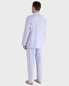Pijama Hombre Largo Solapa Popelín Rayas - Azul 1547_30