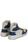 Men's Blue Calf Leather Mid Top Sneakers
