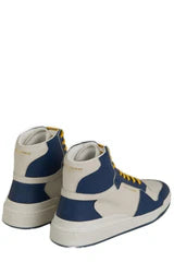 Men's Blue Calf Leather Mid Top Sneakers