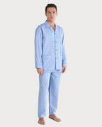 Pijama Hombre Largo Solapa Popelín Cuadros - Azul 1548_33