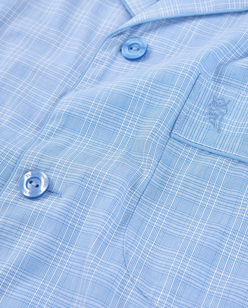 Pijama Hombre Largo Solapa Popelín Cuadros - Azul 1548_33