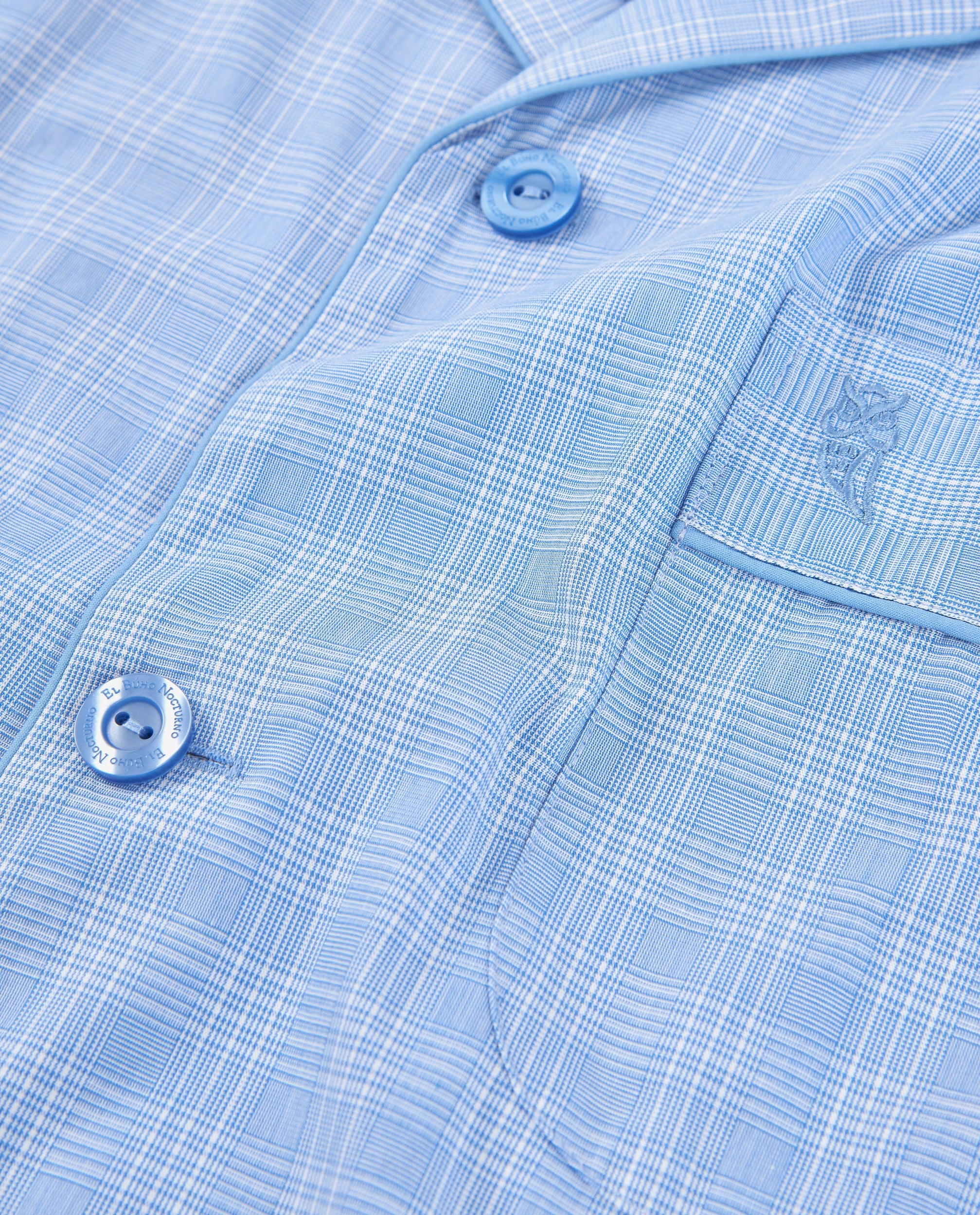 Pijama Hombre Largo Solapa Popelín Cuadros - Azul 1548_33
