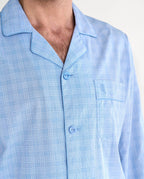 Pijama Hombre Largo Solapa Popelín Cuadros - Azul 1548_33