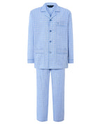 Pijama Hombre Largo Solapa Popelín Cuadros - Azul 1548_33