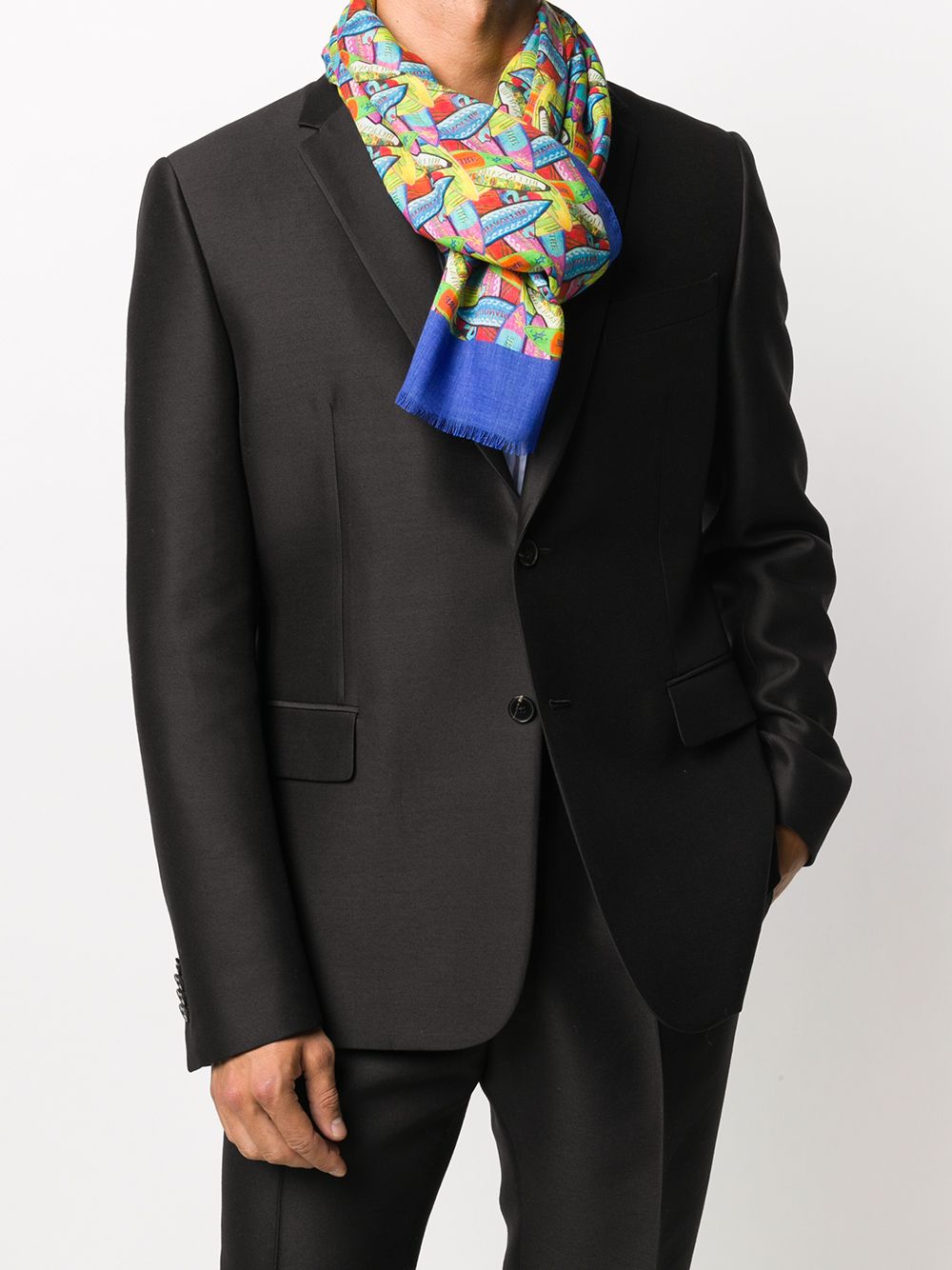 Billionaire Surf Board Print Silk Blend Scarf — Multicolour