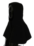 Women's Black Wool Whole Head Hooded Scarf Hat Virgin