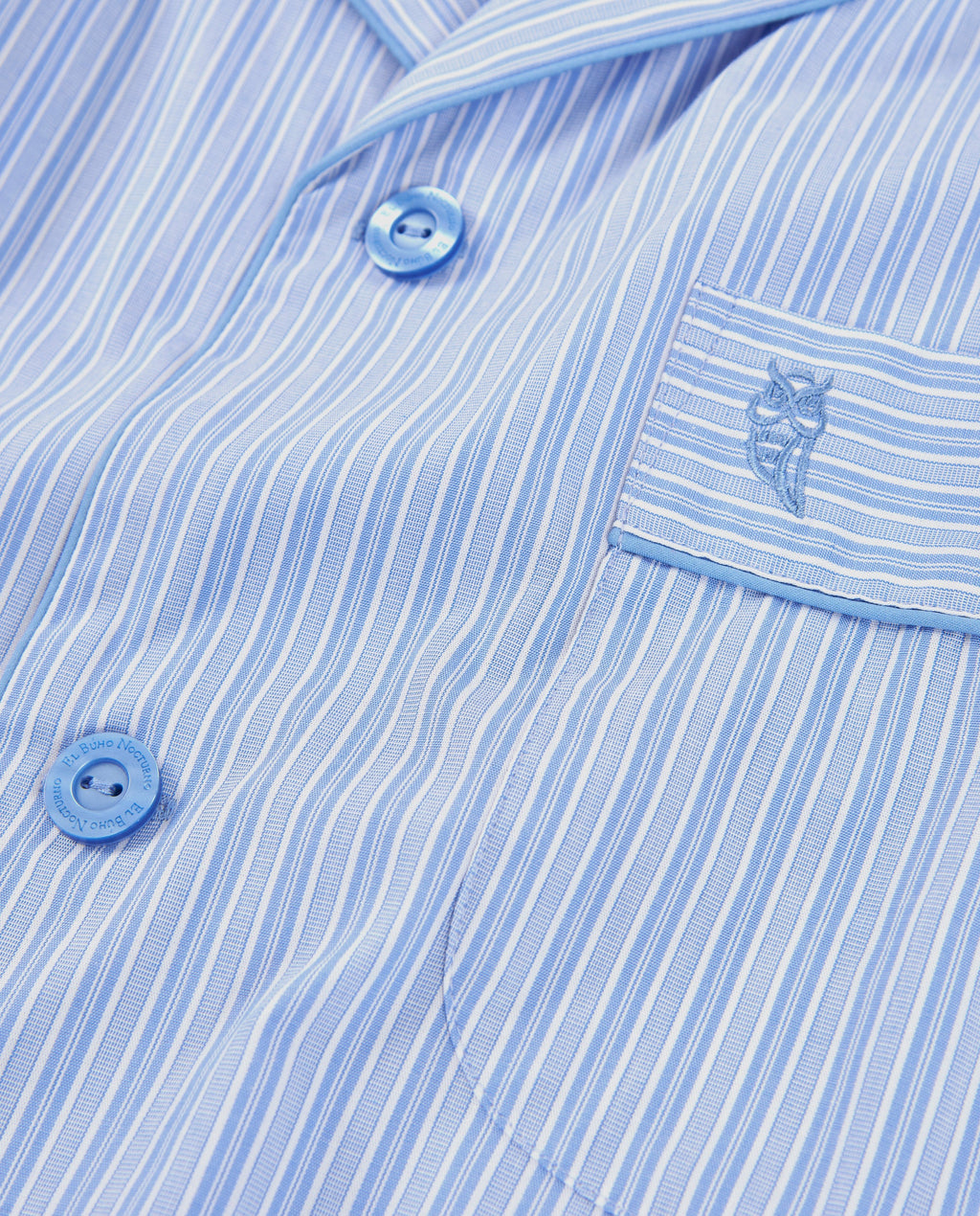 Pijama Hombre Largo Solapa Popelín Rayas - Azul 1549_30