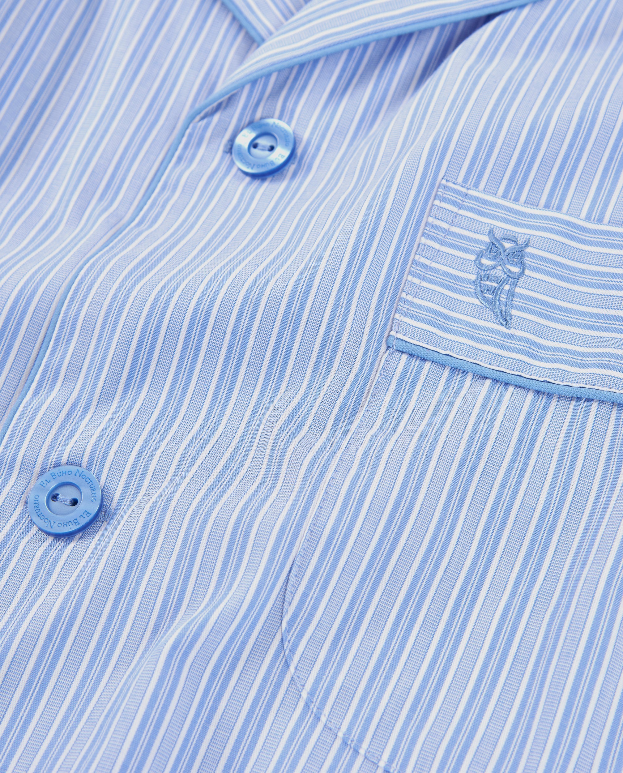 Pijama Hombre Largo Solapa Popelín Rayas - Azul 1549_30