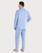 Pijama Hombre Largo Solapa Popelín Rayas - Azul 1549_30