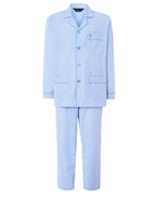 Pijama Hombre Largo Solapa Popelín Rayas - Azul 1549_30