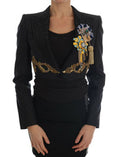 Women's Black Crystal Fairy Tale Blazer Jacket Cotton Clothing