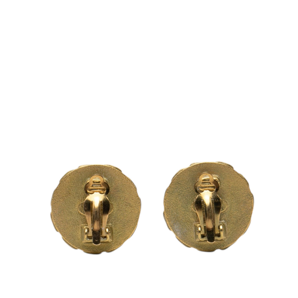 CC Gold Plated Resin Chain Round Clip On Earrings