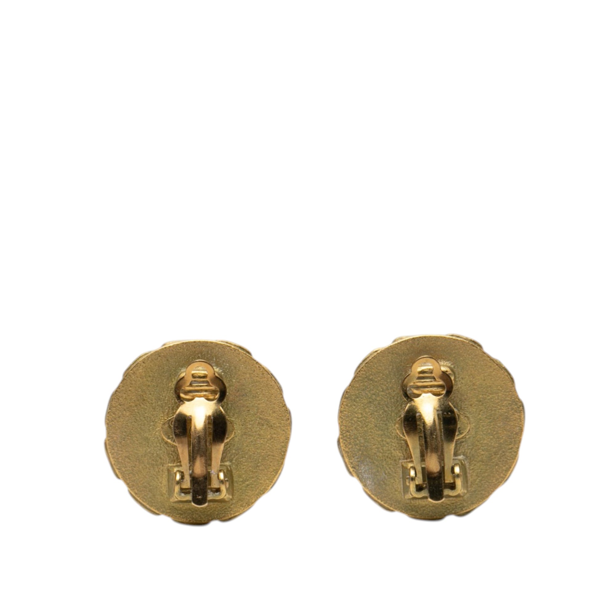 CC Gold Plated Resin Chain Round Clip On Earrings