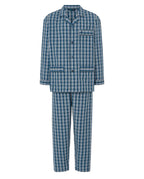 Pijama Hombre Largo Solapa Popelín Cuadros - Azul 1550_39