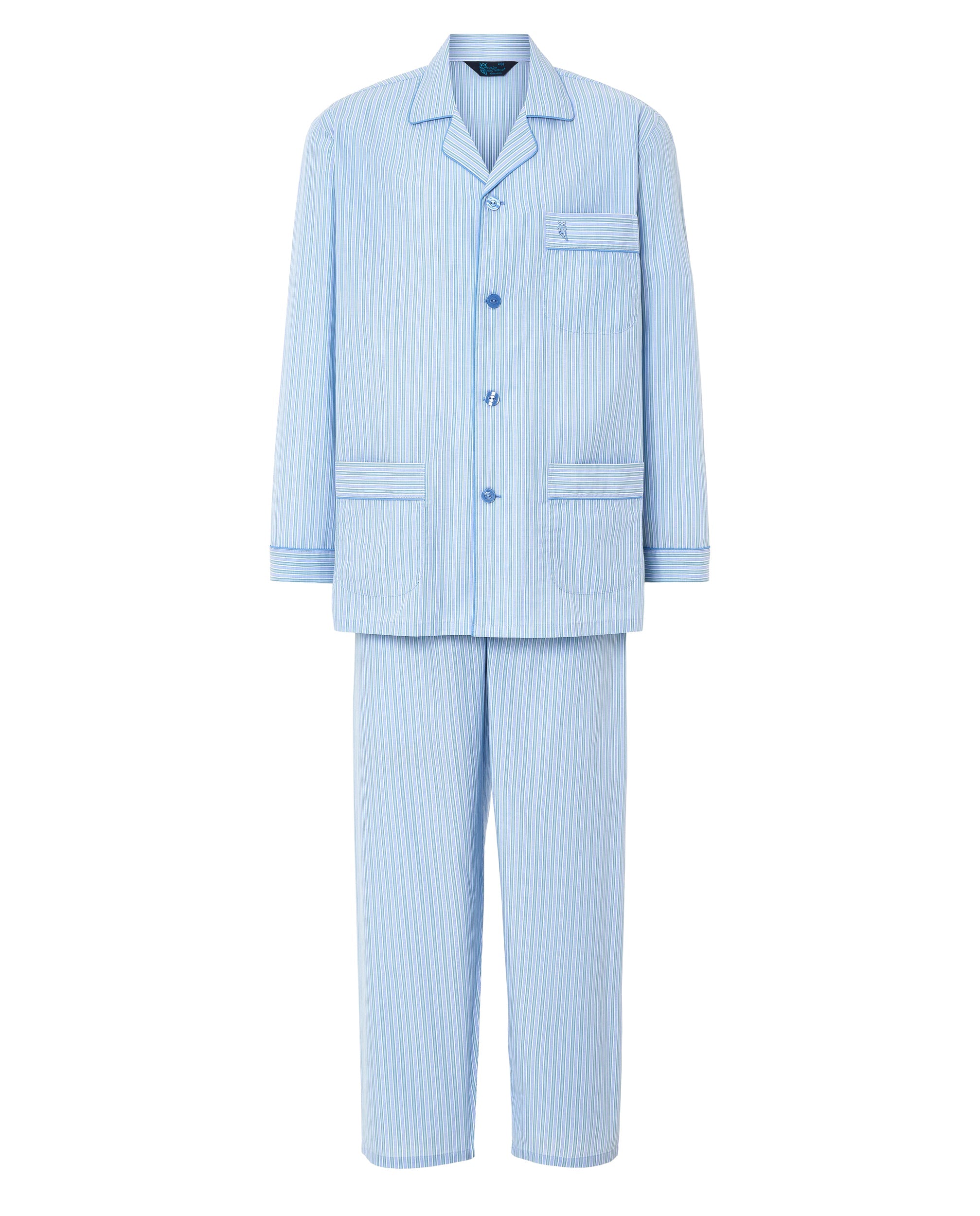 Pijama Hombre Largo Solapa Popelín Rayas - Verde 1552_40