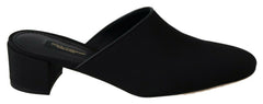 Black Grosgrain Slides Sandals Women Shoes Viscose Leather