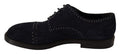 Men's Blue Suede Leather Derby Studded Shoes