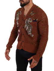 Men's Cardigan Brown Cotton Clothing