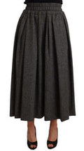 Women's Gray Wool High Waist A-Line Piece Skirt