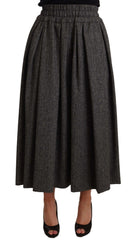 Women's Gray Wool High Waist A-Line Piece Skirt