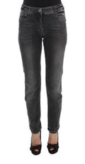 Women's Gray Wash Cotton Blend Stretch Jeans Elastane
