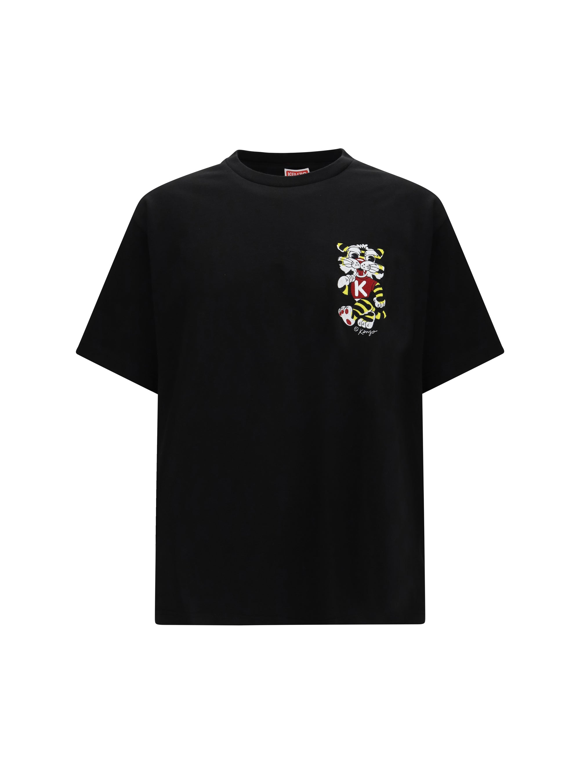 Kenzo Wild Tiger Motif Embroidered T-shirt — Black