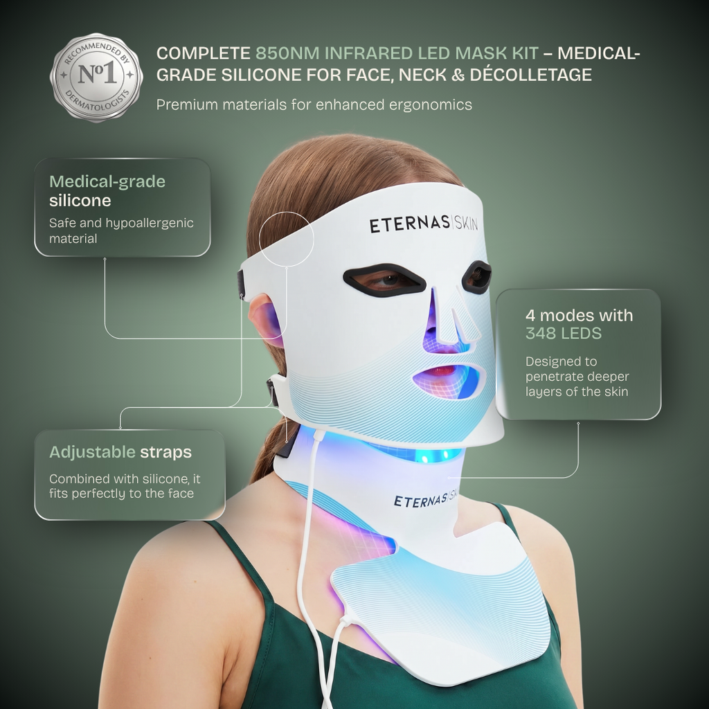Kit Completo de Máscaras LED Infrarrojas 850nm – Silicona Médica para Rostro, Cuello y Escote