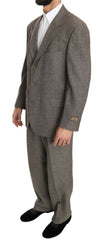 Men's Brown Wool Regular Single Breasted Suit