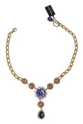 Women's Pink Gold Brass Crystal Purple Pearl Pendants Accessory