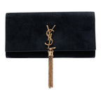Suede Monogram Kate Tassel Clutch