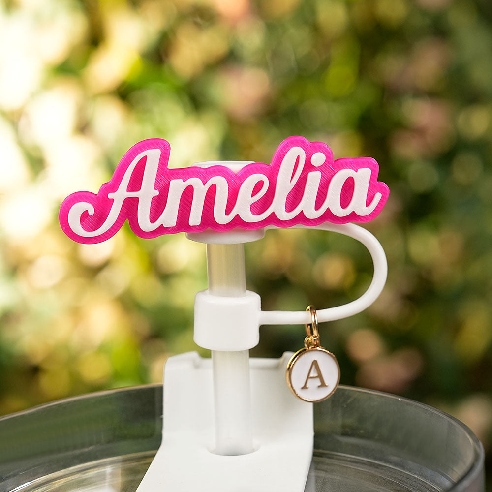 Pajita reutilizable personalizada con nombre impreso en 3D multicolor con inicial Accesorio para vaso Stanley Regalo de cumpleaños para mujer Niña