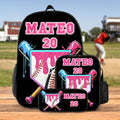 Mochila de béisbol personalizada con helado Bolsa de almuerzo Estuche con nombre y número Regalo de cumpleaños de vuelta al cole para niños Niñas