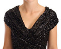 Women's Sequined Open-Shoulder Gown Black Polyester