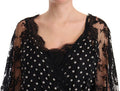 Women's Black Lace Floral Polka Maxi Capri Dress Silk