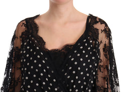 Women's Black Lace Floral Polka Maxi Capri Dress Silk