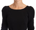 Women's Black Wool Stretch Sheath Open Back Dress Virgin