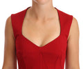 Women's Red Sweetheart Sleeveless Midi Stretch Dress Viscose