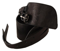 Women's Dark Brown Leather Double Buckle Belt