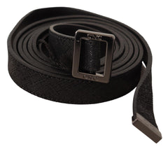 Women's Black Leather Metal Buckle Waist Belt